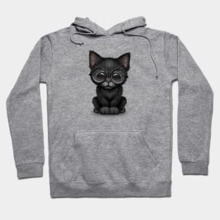 Cute Black Kitten Wearing Eye Glasses Hoodie